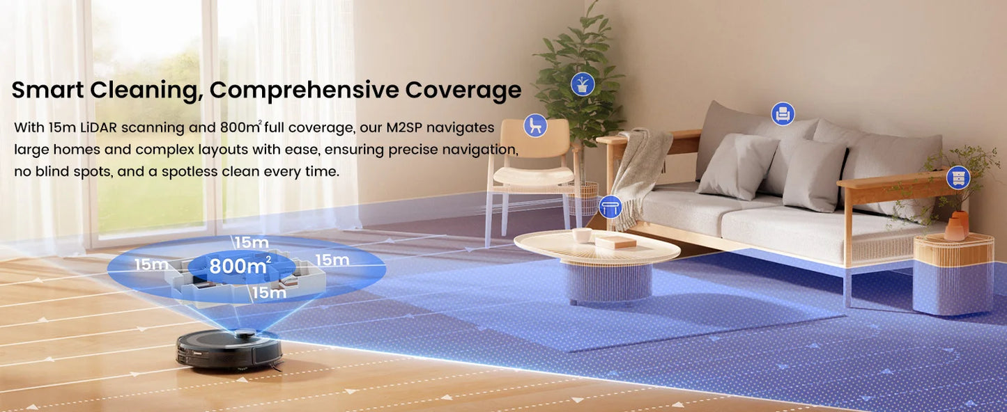Lefant M2S Robot Vacuum Cleaner with Mapping, 10000Pa Suction, Automatic Dust Station,Laser Navigation, PSD Avoidance Technology - Merit Sell