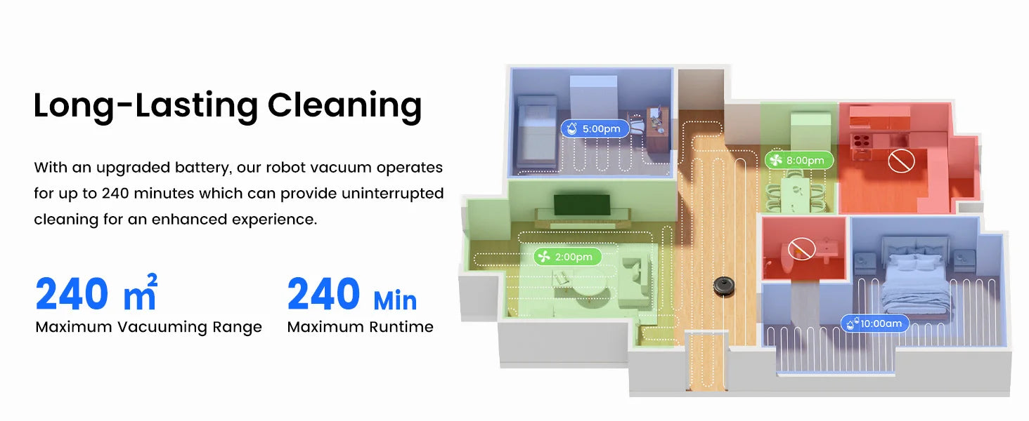 Lefant M2S Robot Vacuum Cleaner with Mapping, 10000Pa Suction, Automatic Dust Station,Laser Navigation, PSD Avoidance Technology - Merit Sell