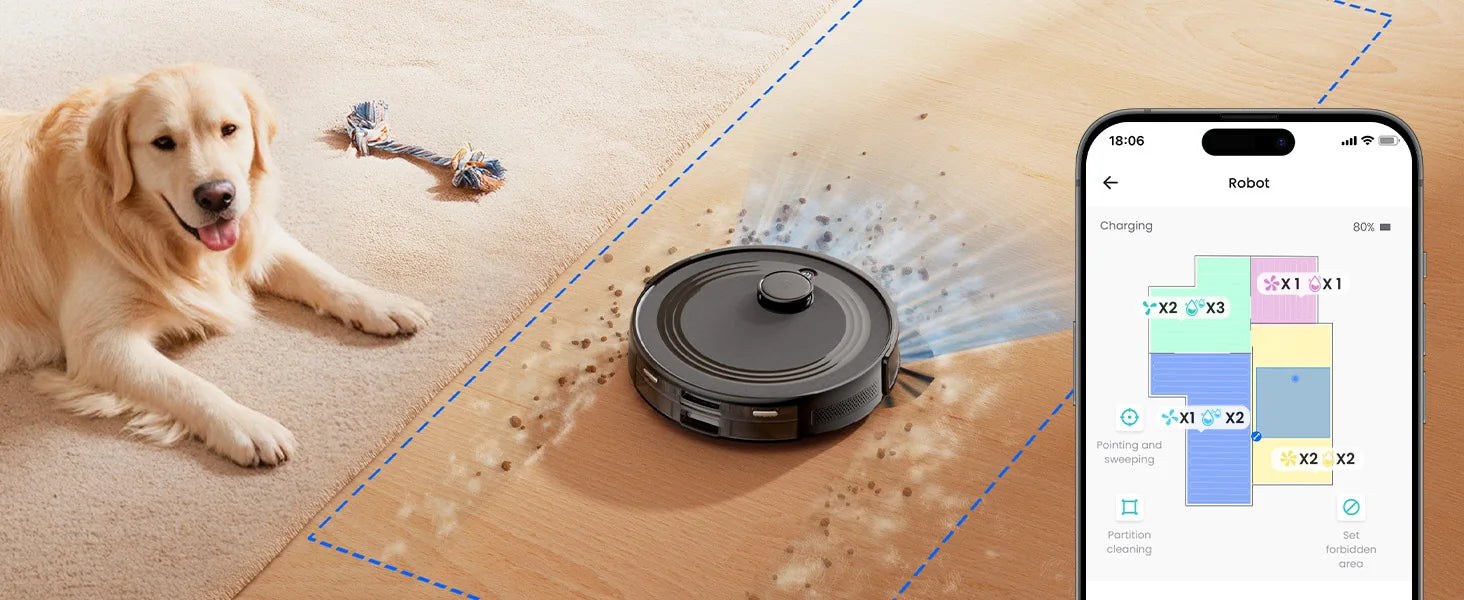 Lefant M2S Robot Vacuum Cleaner with Mapping, 10000Pa Suction, Automatic Dust Station,Laser Navigation, PSD Avoidance Technology - Merit Sell