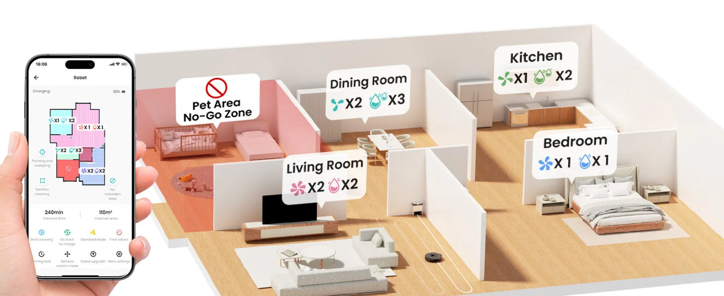 Lefant M2S Robot Vacuum Cleaner with Mapping, 10000Pa Suction, Automatic Dust Station,Laser Navigation, PSD Avoidance Technology - Merit Sell