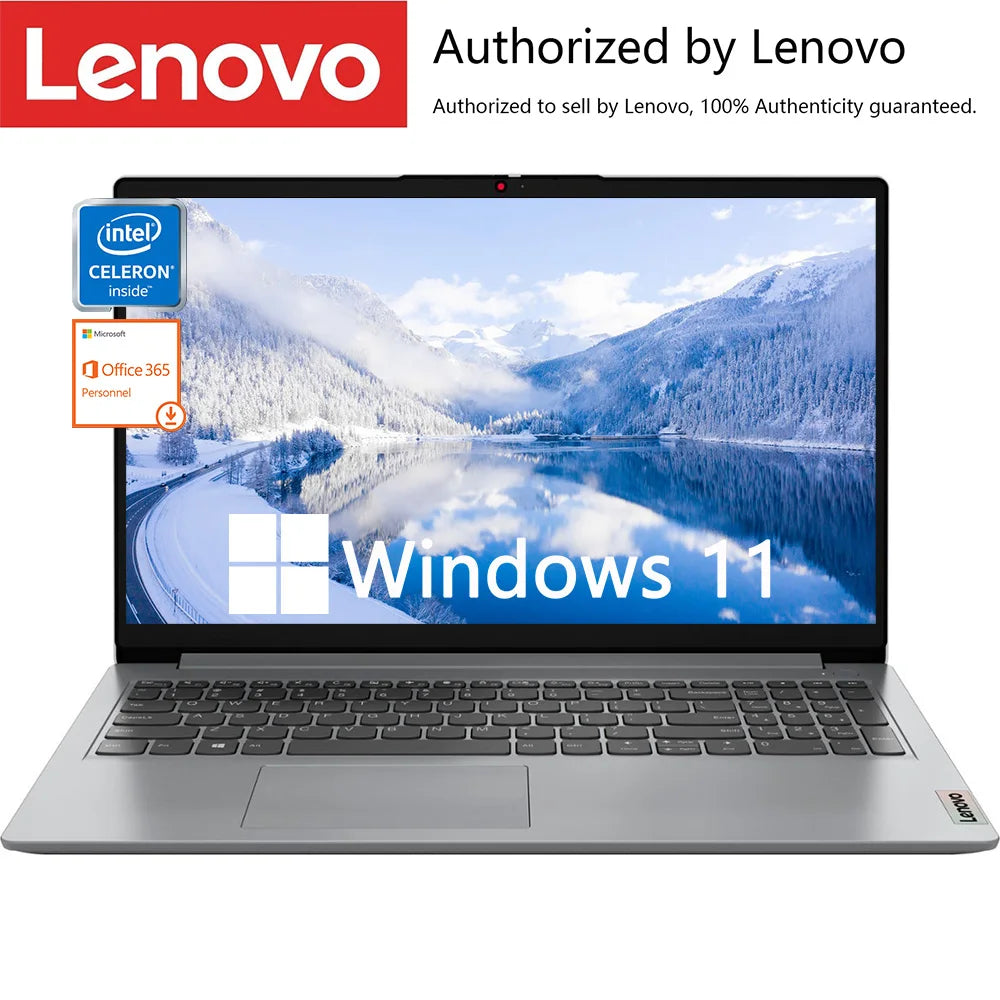 Lenovo Ideapad 1i 15.6" Business Laptop, Intel Celeron N4500, Up to 20GB RAM, 128GB eMMC+1TB PCIe SSD, WiFi 6, 1-Year Office 365 - Merit Sell