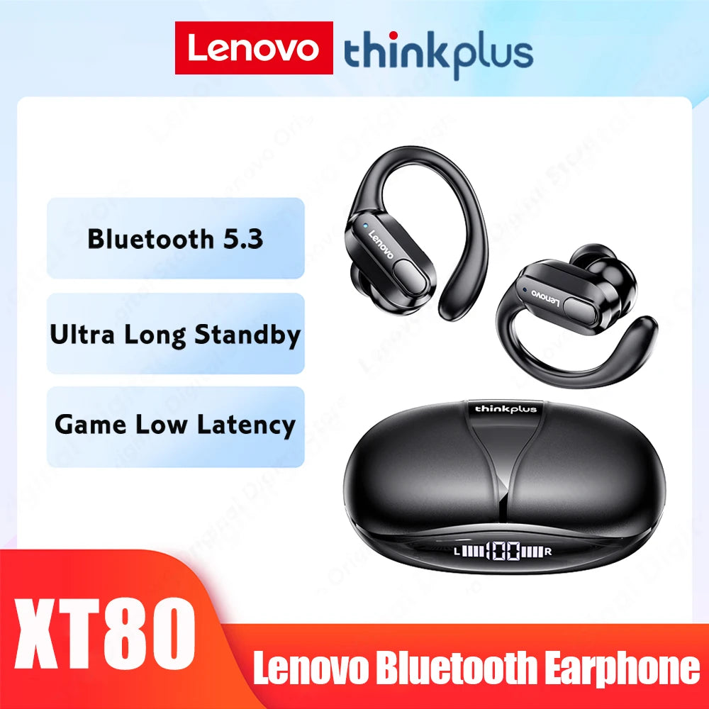Lenovo XT80 Sports Wireless Headphones with Mics, Button Control, LED Power Display,Hifi Stereo Sound - Merit Sell