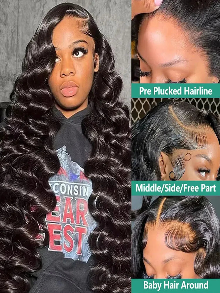 Loose Deep Wave 13x6 HD Lace Frontal Human Hair Wigs Brazilian Curly Wigs 13x4 Human Hair Lace Front Wig Preplucked Remy Hair - Merit Sell