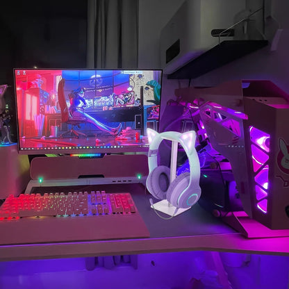 Luminous Led Light Gradient Cute Cat Ears BT029C Headband Wireless Headphone Foldable Gaming Headset Headphones With Microphone - Merit Sell