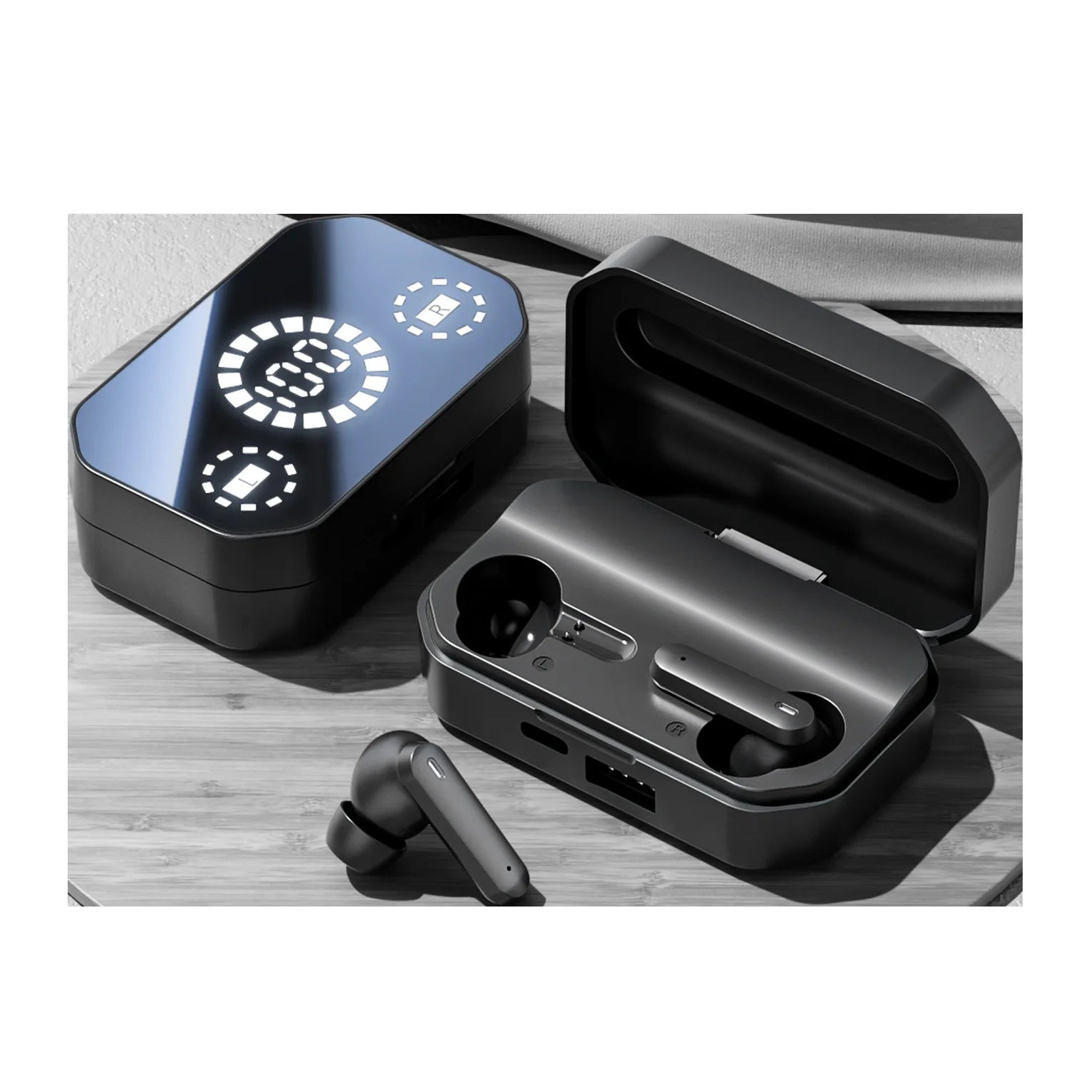 M154 TWS Bluetooth 6.0 Earbuds with LED Display 720° Spatial Sound Heavy Bass, AI Noise Canceling Audífonos Headphones for Sport - Merit Sell