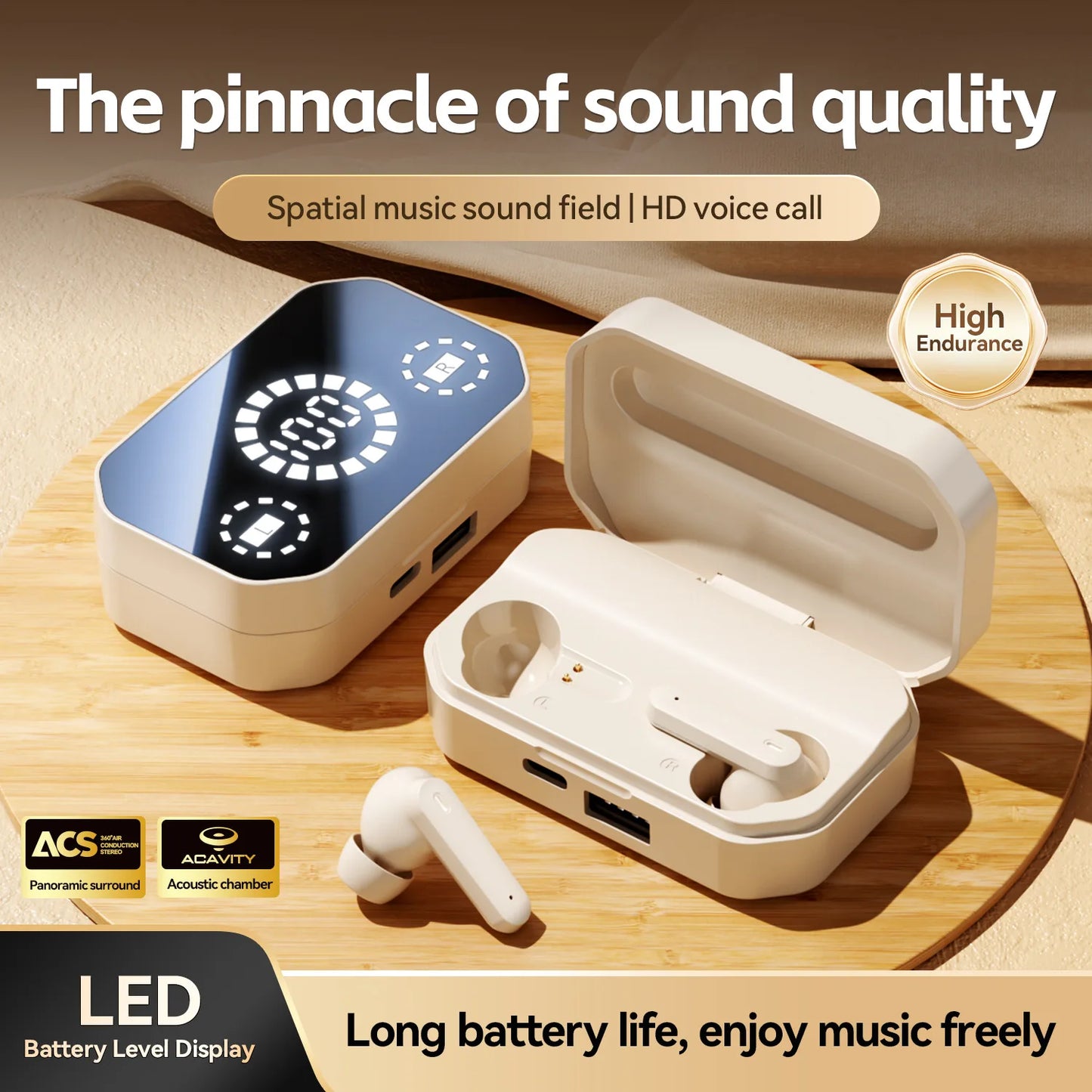 M154 TWS Bluetooth 6.0 Earbuds with LED Display 720° Spatial Sound Heavy Bass, AI Noise Canceling Audífonos Headphones for Sport - Merit Sell