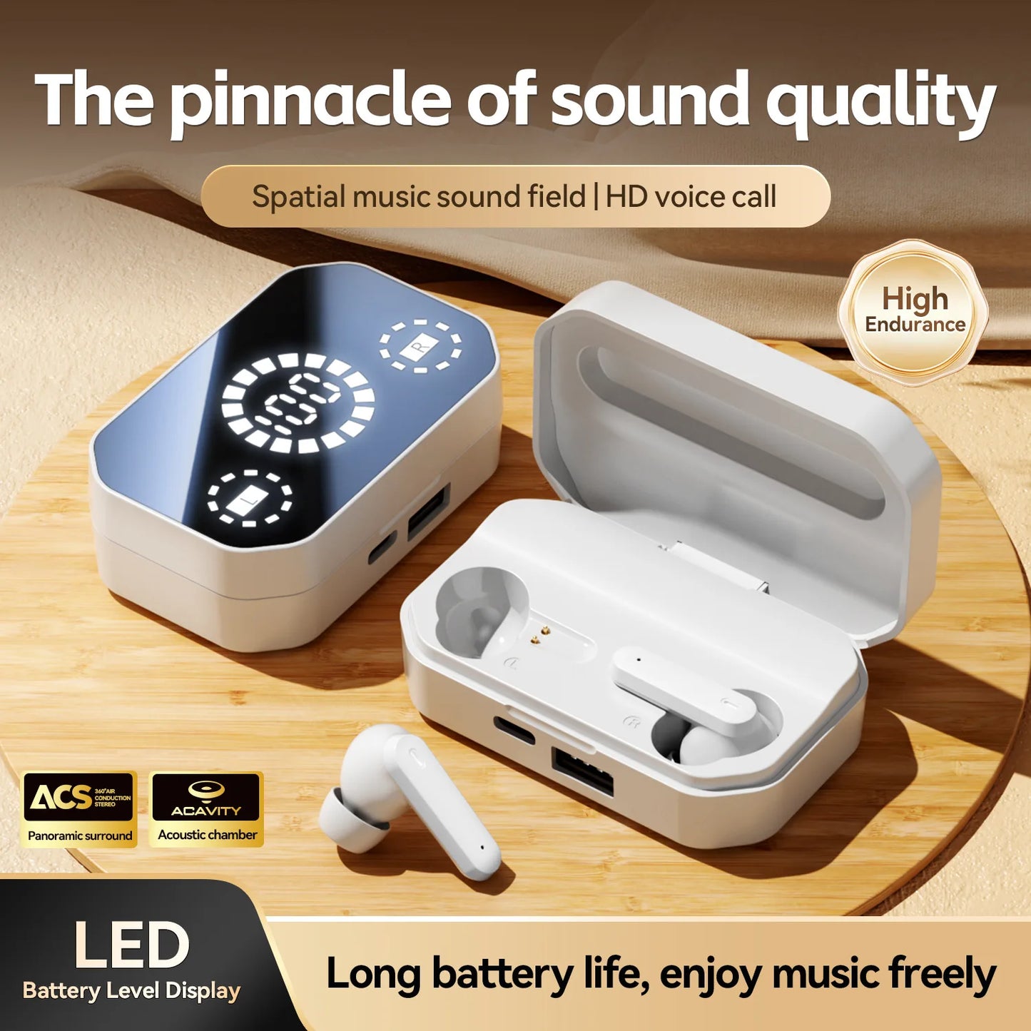 M154 TWS Bluetooth 6.0 Earbuds with LED Display 720° Spatial Sound Heavy Bass, AI Noise Canceling Audífonos Headphones for Sport - Merit Sell
