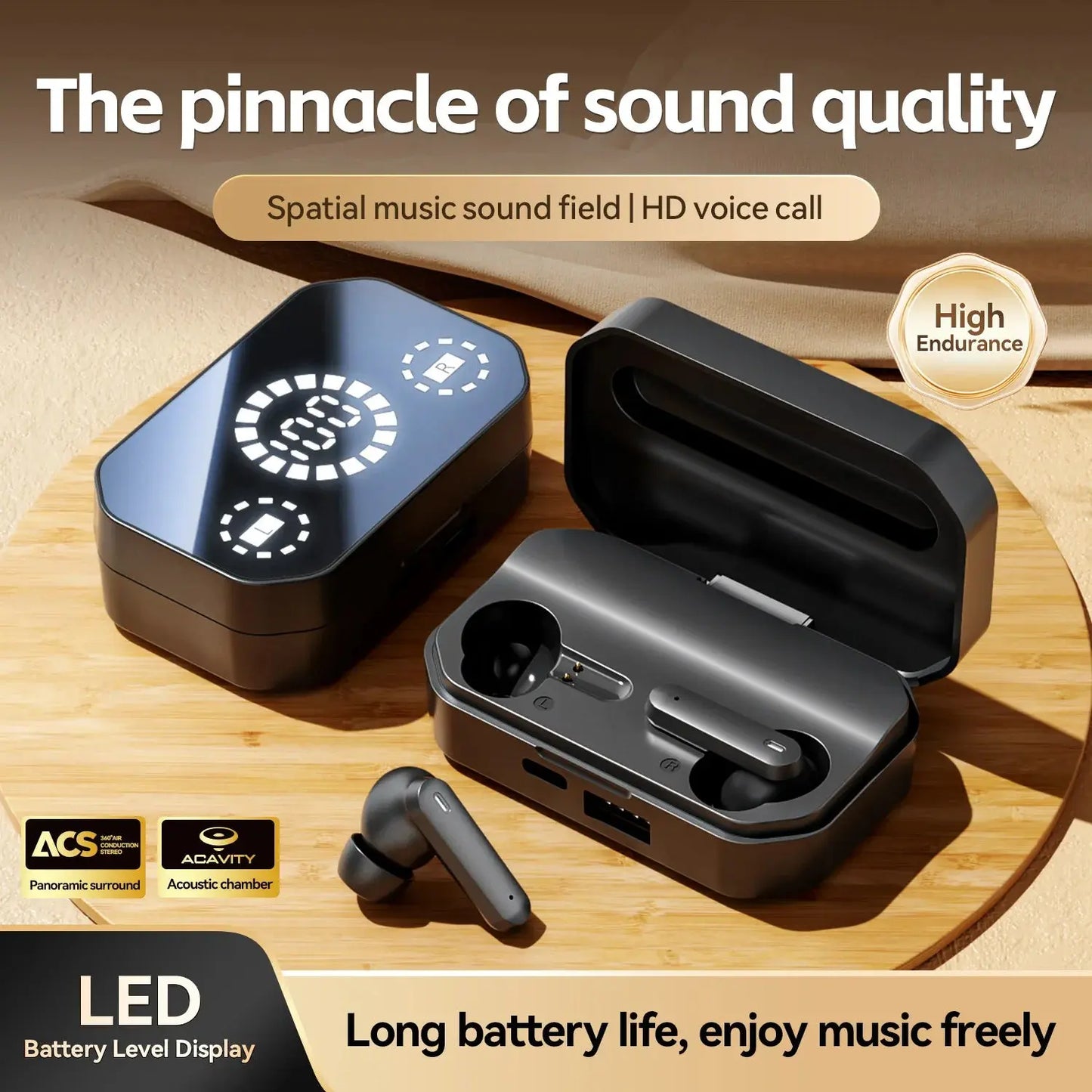 M154 TWS Bluetooth 6.0 Earbuds with LED Display 720° Spatial Sound Heavy Bass, AI Noise Canceling Audífonos Headphones for Sport - Merit Sell