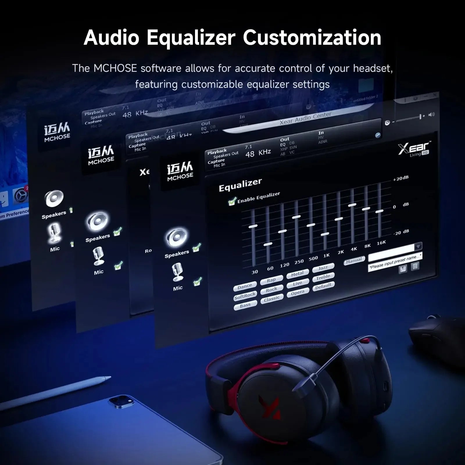 MCHOSE V9 Pro Wireless Gaming Headset 7.1Surround Sound Headphones Noise Canceling Mic Low Latency Lightweight for PS5 PC SWITCH - Merit Sell