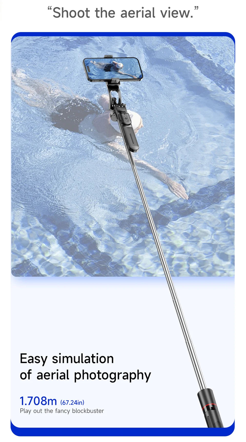 MEUYAG Selfie Stick Tripod with 1708mm Long Monopod Fill Light, Bluetooth Remote, 360° Rotation, 1/4 Interface, for mobile phone - Merit Sell