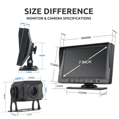 MJDOUD 7 inch Truck Car Monitor 2CH DVR Video 1920*1080p IPS Screen Recorder for Bus truck Reverse Backup Vehicle Camera 12-24V - Merit Sell