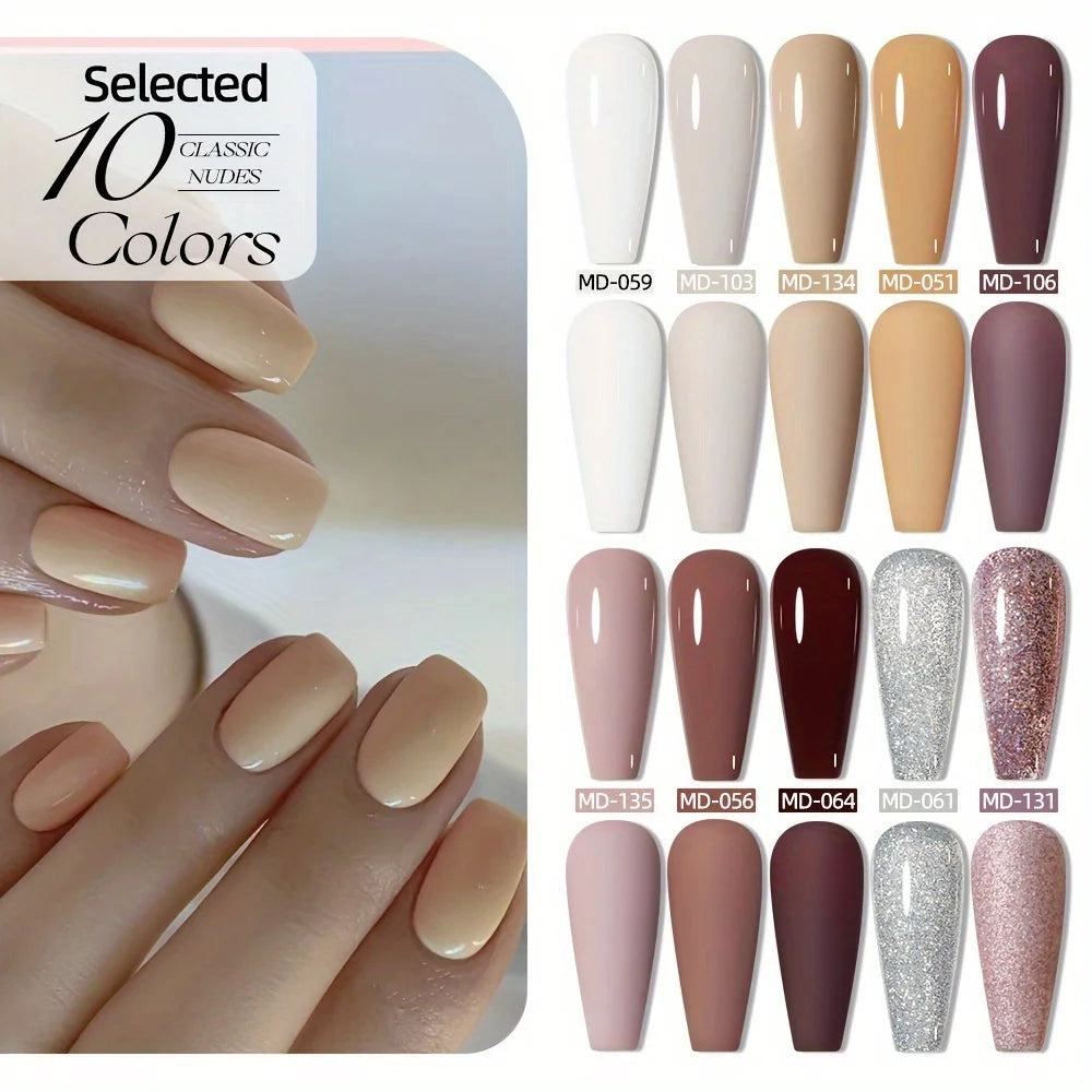 MORDDA 10pcs 6Ml Nail polish set New Spring/Summer popular color 10colors exclusive for nail salon High saturation color gel - Merit Sell