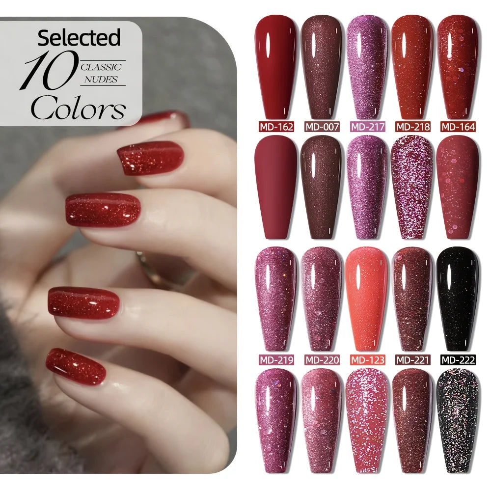 MORDDA 10pcs 6Ml Nail polish set New Spring/Summer popular color 10colors exclusive for nail salon High saturation color gel - Merit Sell