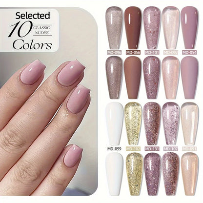 MORDDA 10pcs 6Ml Nail polish set New Spring/Summer popular color 10colors exclusive for nail salon High saturation color gel - Merit Sell