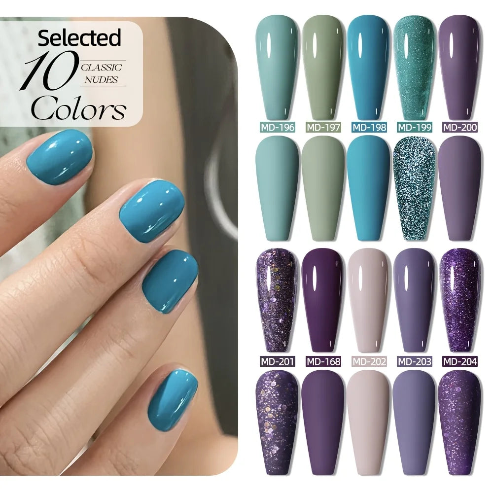 MORDDA 10pcs 6Ml Nail polish set New Spring/Summer popular color 10colors exclusive for nail salon High saturation color gel - Merit Sell