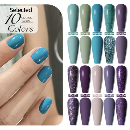 MORDDA 10pcs 6Ml Nail polish set New Spring/Summer popular color 10colors exclusive for nail salon High saturation color gel - Merit Sell