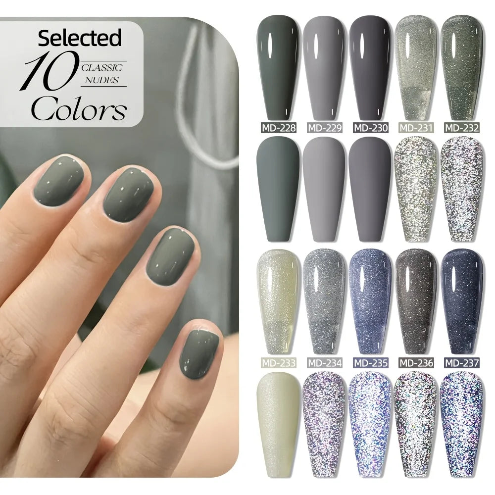 MORDDA 10pcs 6Ml Nail polish set New Spring/Summer popular color 10colors exclusive for nail salon High saturation color gel - Merit Sell