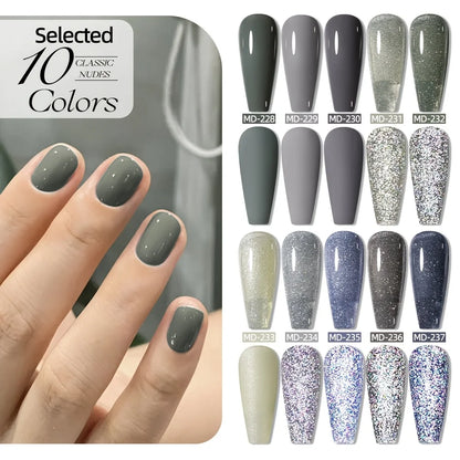 MORDDA 10pcs 6Ml Nail polish set New Spring/Summer popular color 10colors exclusive for nail salon High saturation color gel - Merit Sell