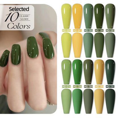 MORDDA 10pcs 6Ml Nail polish set New Spring/Summer popular color 10colors exclusive for nail salon High saturation color gel - Merit Sell