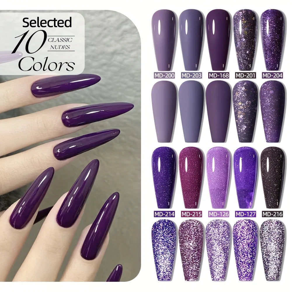 MORDDA 10pcs 6Ml Nail polish set New Spring/Summer popular color 10colors exclusive for nail salon High saturation color gel - Merit Sell