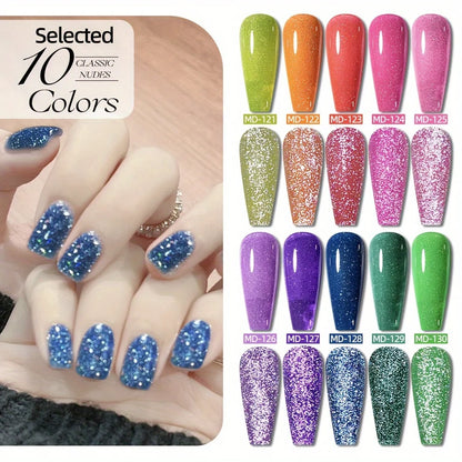 MORDDA 10pcs 6Ml Nail polish set New Spring/Summer popular color 10colors exclusive for nail salon High saturation color gel - Merit Sell