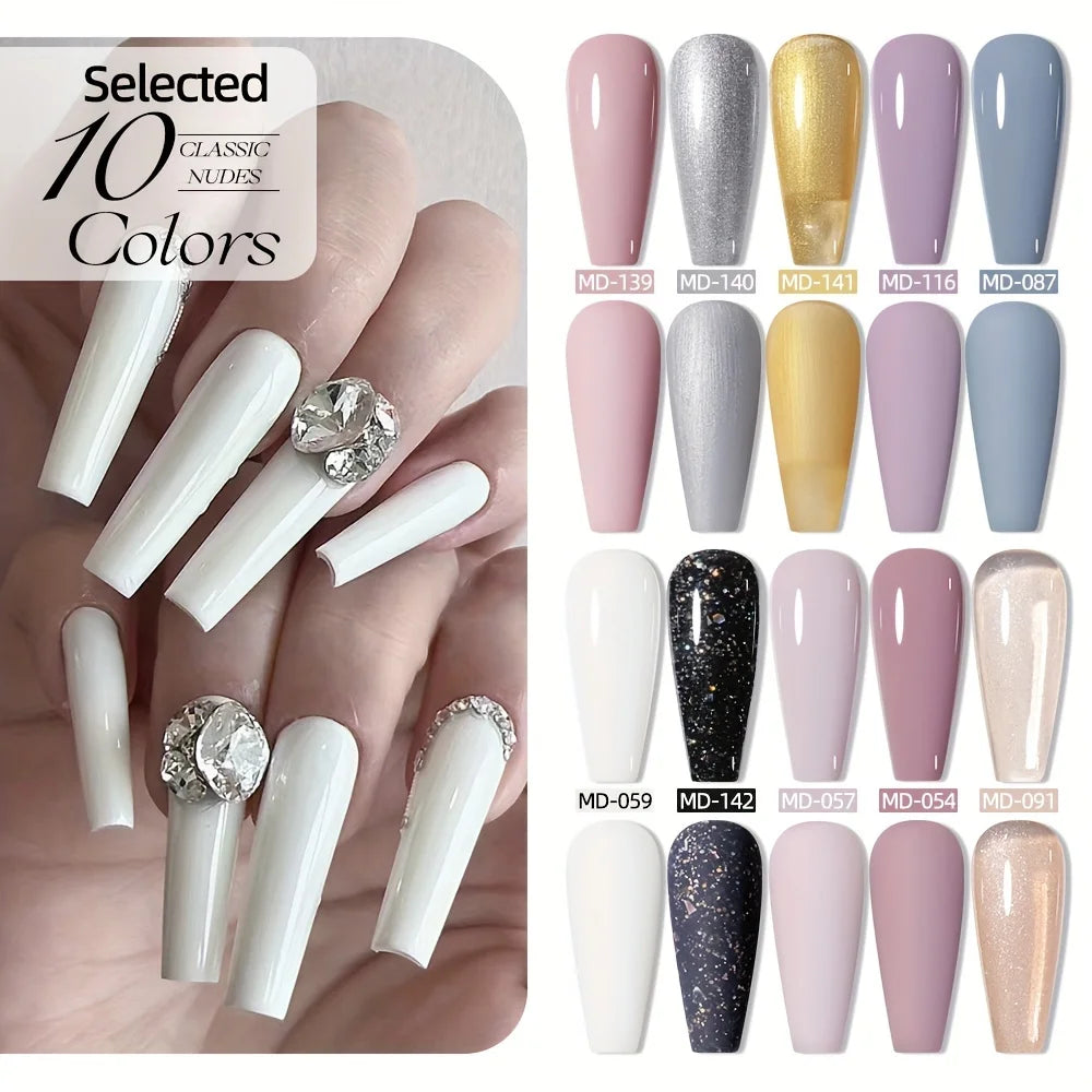 MORDDA 10pcs 6Ml Nail polish set New Spring/Summer popular color 10colors exclusive for nail salon High saturation color gel - Merit Sell