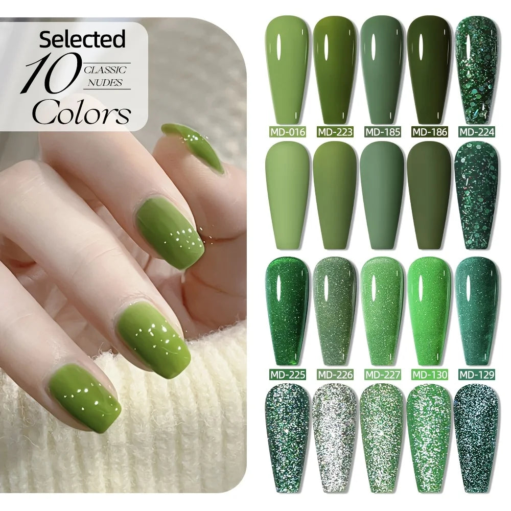 MORDDA 10pcs 6Ml Nail polish set New Spring/Summer popular color 10colors exclusive for nail salon High saturation color gel - Merit Sell