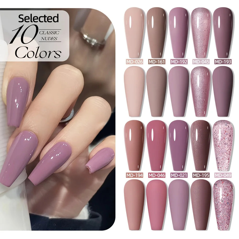 MORDDA 10pcs 6Ml Nail polish set New Spring/Summer popular color 10colors exclusive for nail salon High saturation color gel - Merit Sell