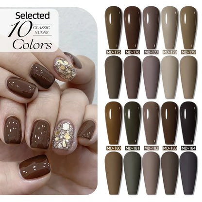 MORDDA 10pcs 6Ml Nail polish set New Spring/Summer popular color 10colors exclusive for nail salon High saturation color gel - Merit Sell