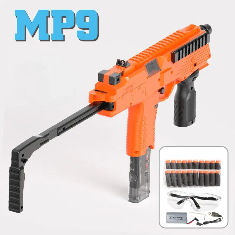 MP9 Toy Gun Electric Foam Dart Blaster Gun Soft Bullet Submachine Guns Automatic Armas For Adults Boys Children Outdoor Games - Merit Sell