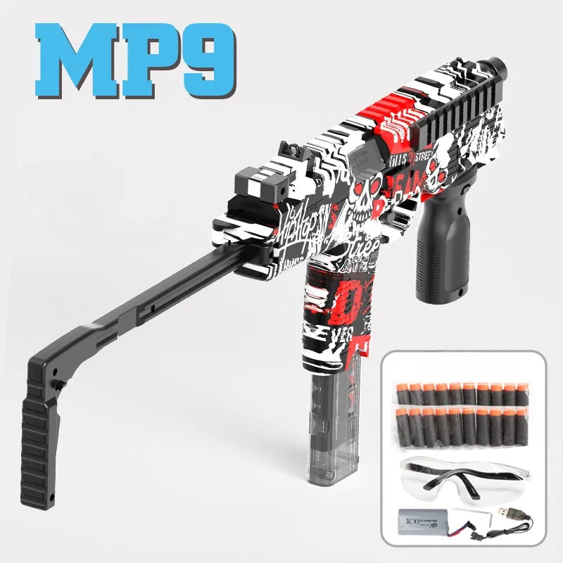 MP9 Toy Gun Electric Foam Dart Blaster Gun Soft Bullet Submachine Guns Automatic Armas For Adults Boys Children Outdoor Games - Merit Sell