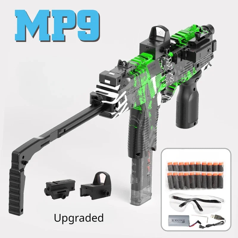MP9 Toy Gun Electric Foam Dart Blaster Gun Soft Bullet Submachine Guns Automatic Armas For Adults Boys Children Outdoor Games - Merit Sell