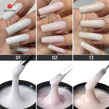 MSHARE 50ML Self Leveling Extension Nail Gel Set UV Led Construction Gel For Manicure Extend French Nail Art Build Nail - Merit Sell