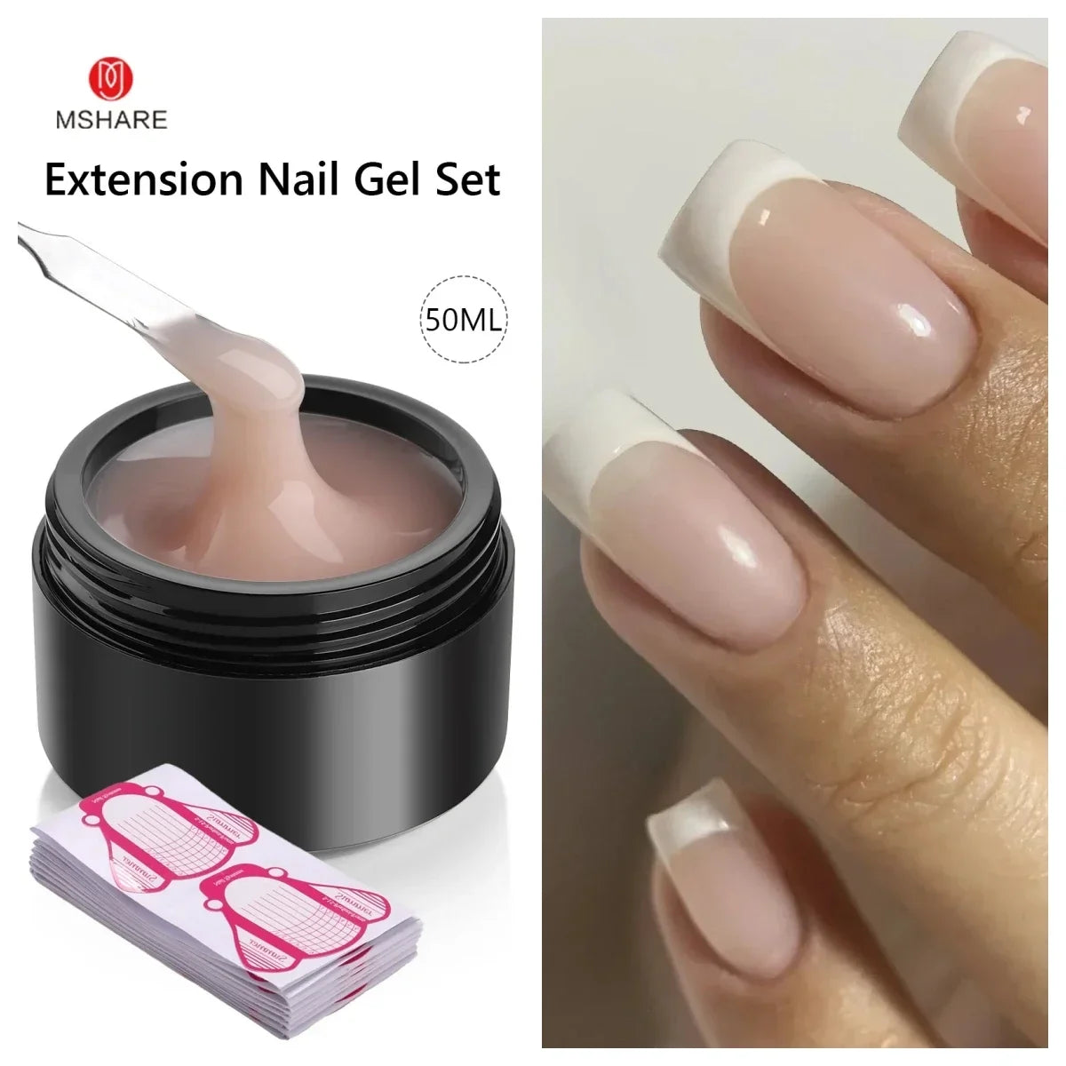 MSHARE 50ML Self Leveling Extension Nail Gel Set UV Led Construction Gel For Manicure Extend French Nail Art Build Nail - Merit Sell