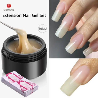MSHARE 50ML Self Leveling Extension Nail Gel Set UV Led Construction Gel For Manicure Extend French Nail Art Build Nail - Merit Sell