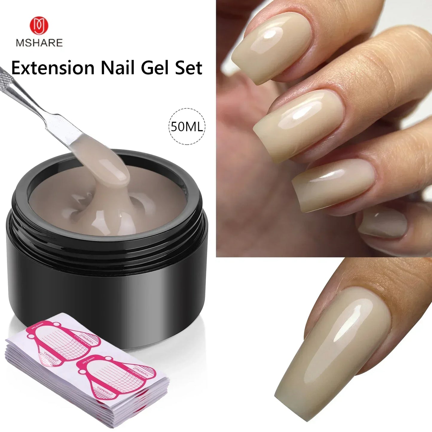 MSHARE 50ML Self Leveling Extension Nail Gel Set UV Led Construction Gel For Manicure Extend French Nail Art Build Nail - Merit Sell