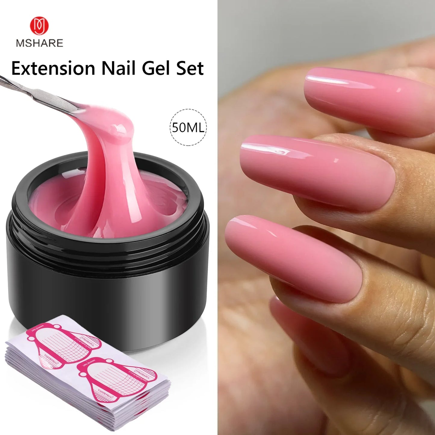MSHARE 50ML Self Leveling Extension Nail Gel Set UV Led Construction Gel For Manicure Extend French Nail Art Build Nail - Merit Sell