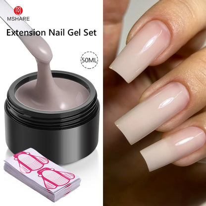 MSHARE 50ML Self Leveling Extension Nail Gel Set UV Led Construction Gel For Manicure Extend French Nail Art Build Nail - Merit Sell