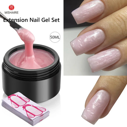 MSHARE 50ML Self Leveling Extension Nail Gel Set UV Led Construction Gel For Manicure Extend French Nail Art Build Nail - Merit Sell
