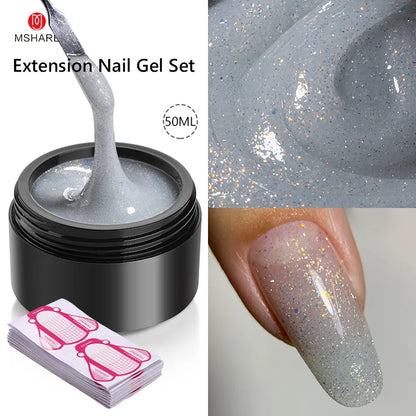 MSHARE 50ML Self Leveling Extension Nail Gel Set UV Led Construction Gel For Manicure Extend French Nail Art Build Nail - Merit Sell