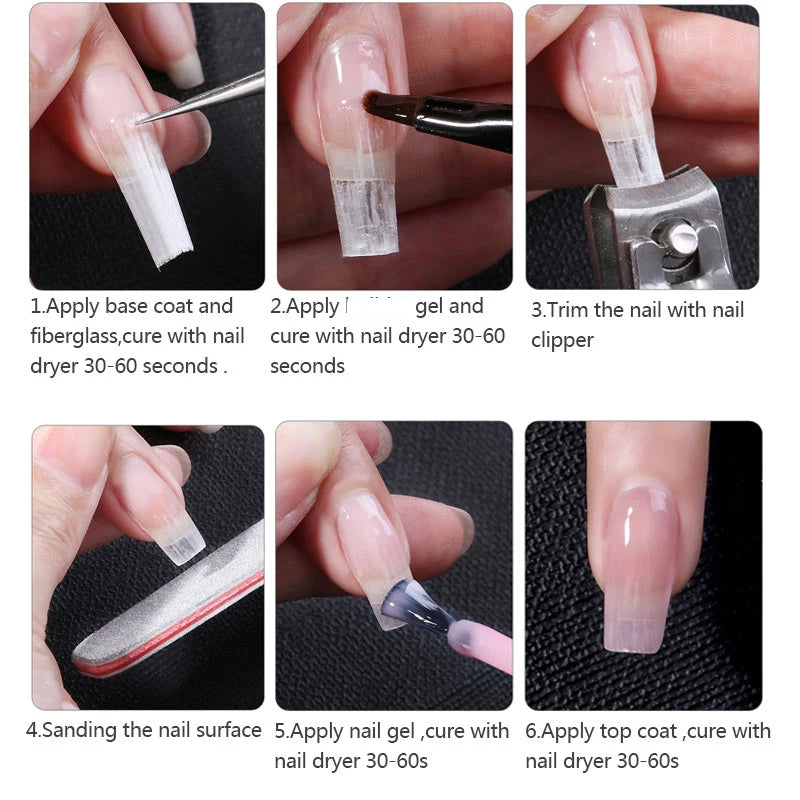 MSHARE Fiberglass Nails Builder Nail Extension Gel Set Fiber for Nail Extension Fibernails Nail Form Acrylic Tips Nail Salon 2m - Merit Sell