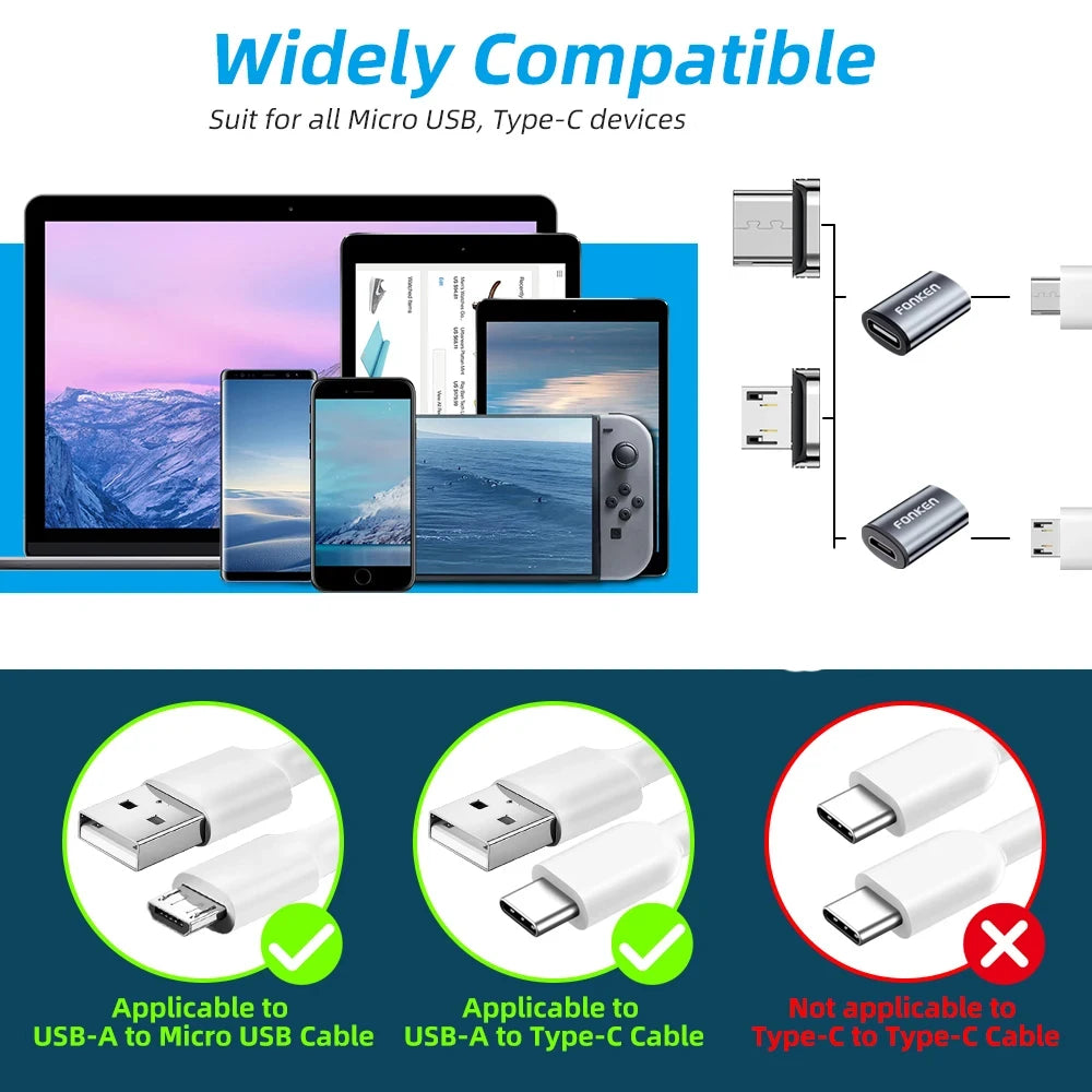 Magnetic Cable Connector Mobile Phone Cable Adapter Micro USB Magnetic Tip Magnet Charger Plug Type C Adapter for Huawei Android - Merit Sell