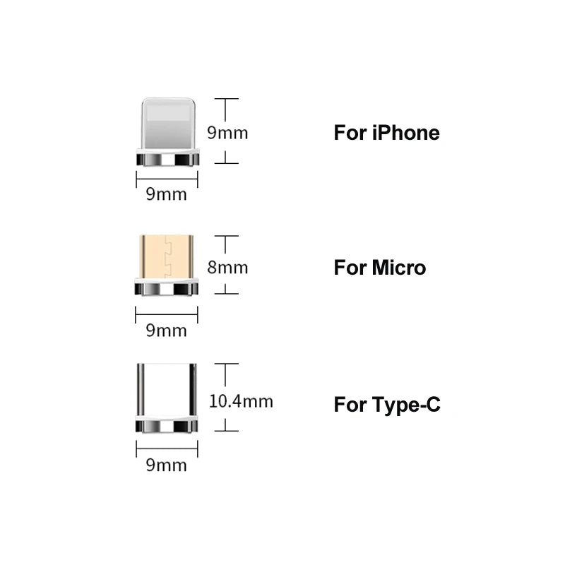 Magnetic Charging Cable Adapter Connector Tips Head for Type C Micro USB iPhone 3A Fast Charging 5Pcs Plugs Not Cable - Merit Sell