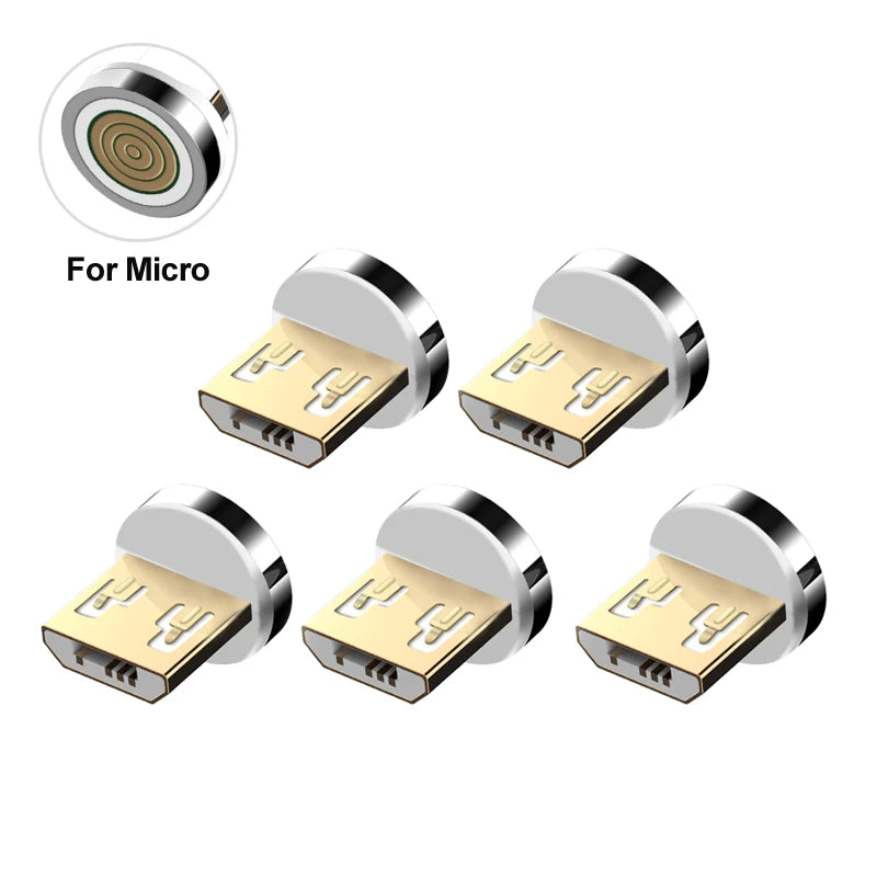 Magnetic Charging Cable Adapter Connector Tips Head for Type C Micro USB iPhone 3A Fast Charging 5Pcs Plugs Not Cable - Merit Sell