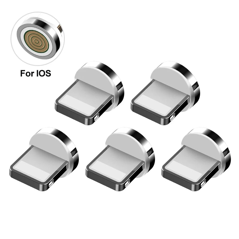 Magnetic Charging Cable Adapter Connector Tips Head for Type C Micro USB iPhone 3A Fast Charging 5Pcs Plugs Not Cable - Merit Sell