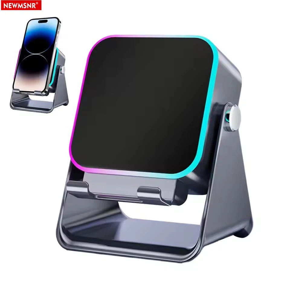 Magnetic Induction Speaker Phone Stand Wireless Bluetooth Phone Holder Amplifier Portable Desk Speaker RGB Light 5000mAh Battery - Merit Sell