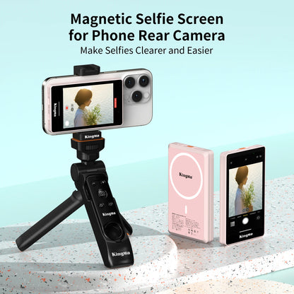 Magnetic Phone Vlog Selfie Monitor Screen, Using Phone Rear Camera for iPhone16 pro max 15 14 13 Selfie Vlog Live Stream TikTo - Merit Sell