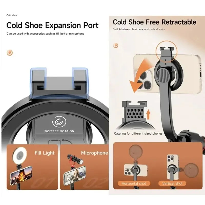 Magnetic Selfie Stick Tripod For Mobile Phone Video Recording Phone Tripod Stand Holder With Bluetooth Remote Phone Photography - Merit Sell