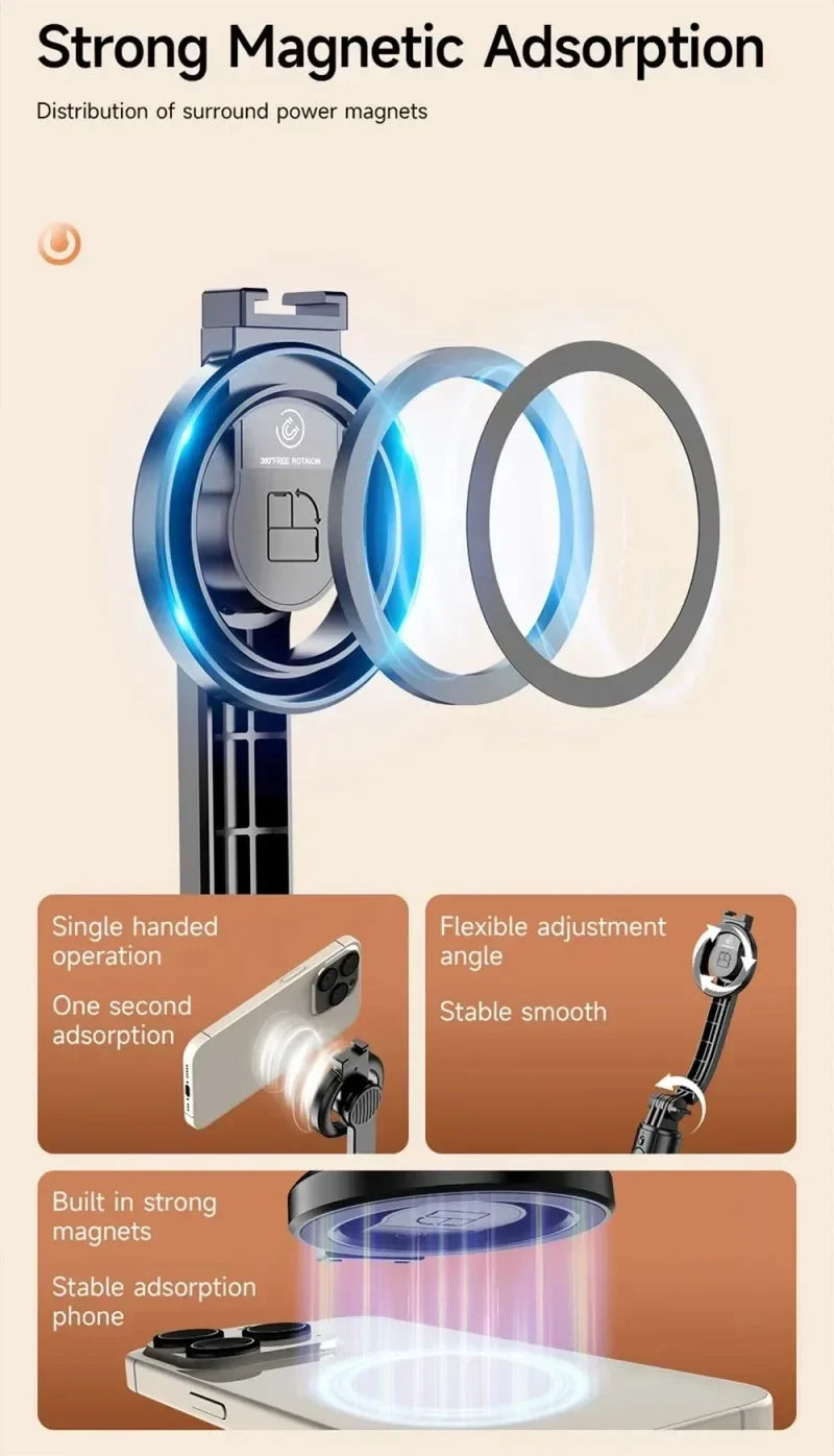 Magnetic Selfie Stick Tripod For Mobile Phone Video Recording Phone Tripod Stand Holder With Bluetooth Remote Phone Photography - Merit Sell