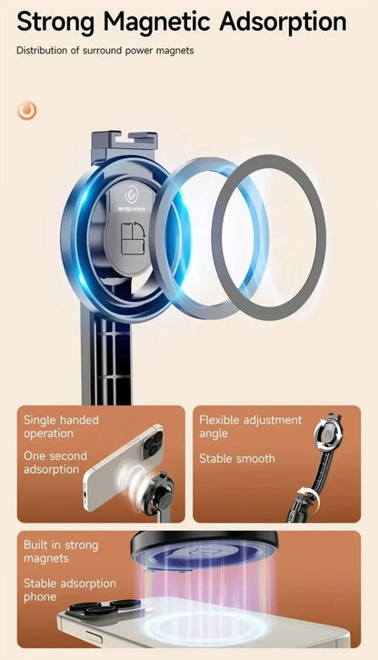 Magnetic Selfie Stick Tripod For Mobile Phone Video Recording Phone Tripod Stand Holder With Bluetooth Remote Phone Photography - Merit Sell